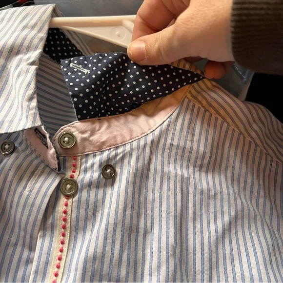 Anthropologie Edme & Esyllte Blue Striped Button Down‎ Shirt - Picture 4 of 7